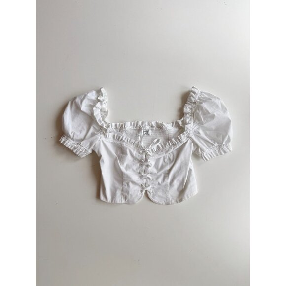 Aritzia SUNDAY BEST Lolita White Cotton Poplin Lace Up Corset Blouse, Size XS - Picture 5 of 11